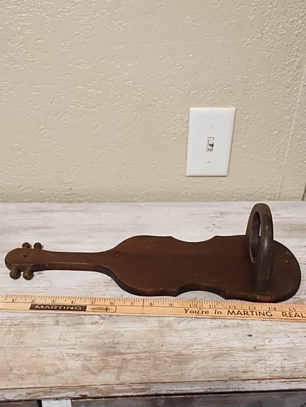 Wooden Violin-Shaped Wall Shelf Holder - Dark Brown - Picture 13 of 16